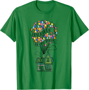 Disney Pixar Up Adventure Is Out There Flying House Outline T-Shirt - T-Shirt | Irish Green
