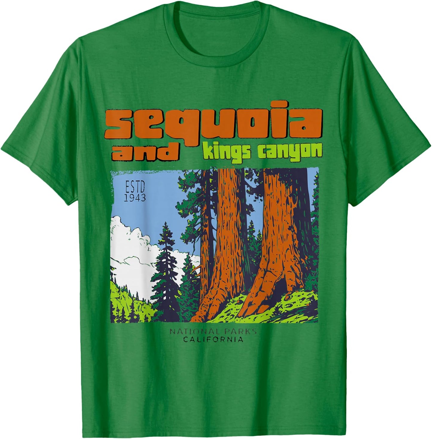 Sequoia Kings Canyon National Parks Vintage T-Shirt - T-Shirt | Irish Green