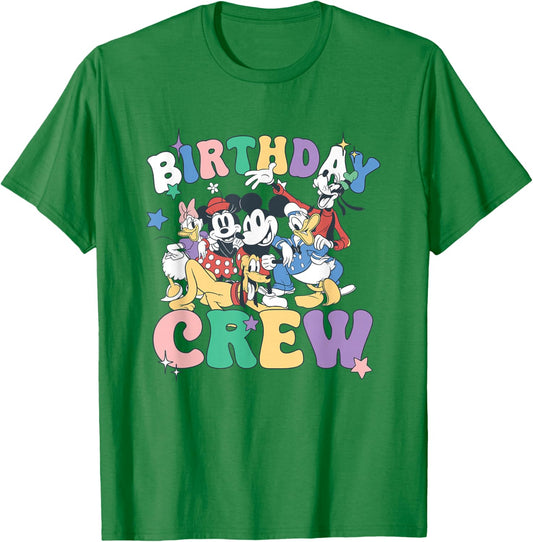 Disney Mickey And Friends Birthday Crew Vintage Group T-Shirt - T-Shirt | Irish Green