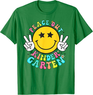 Peace Out Kindergarten Last Day of School Kindergarten T-Shirt - T-Shirt | Irish Green