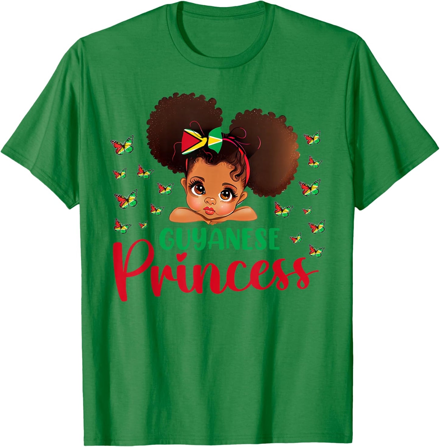 Guyanese Princess Guyana for Black Girls Kids T-Shirt - T-Shirt | Irish Green