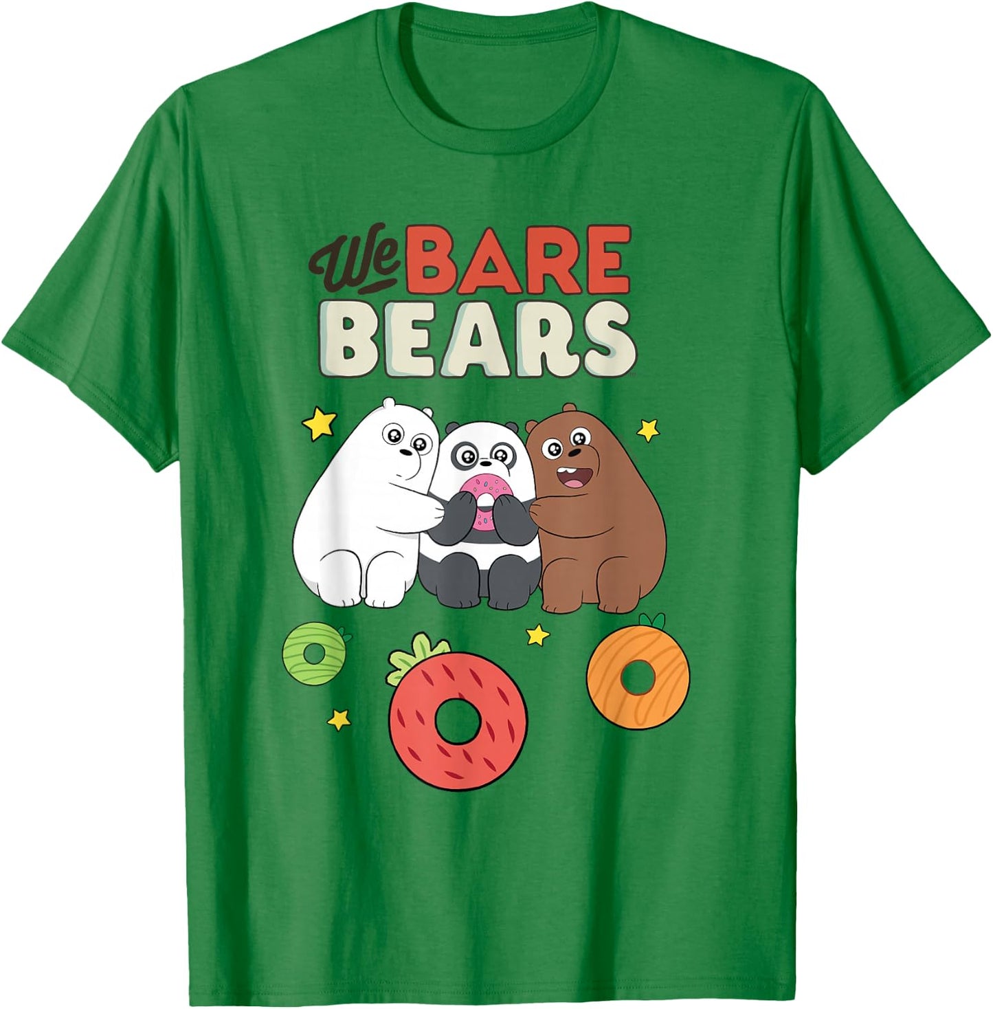 We Bare Bears Love Colorful Donuts Funny Cartoon T-Shirt - T-Shirt | Irish Green
