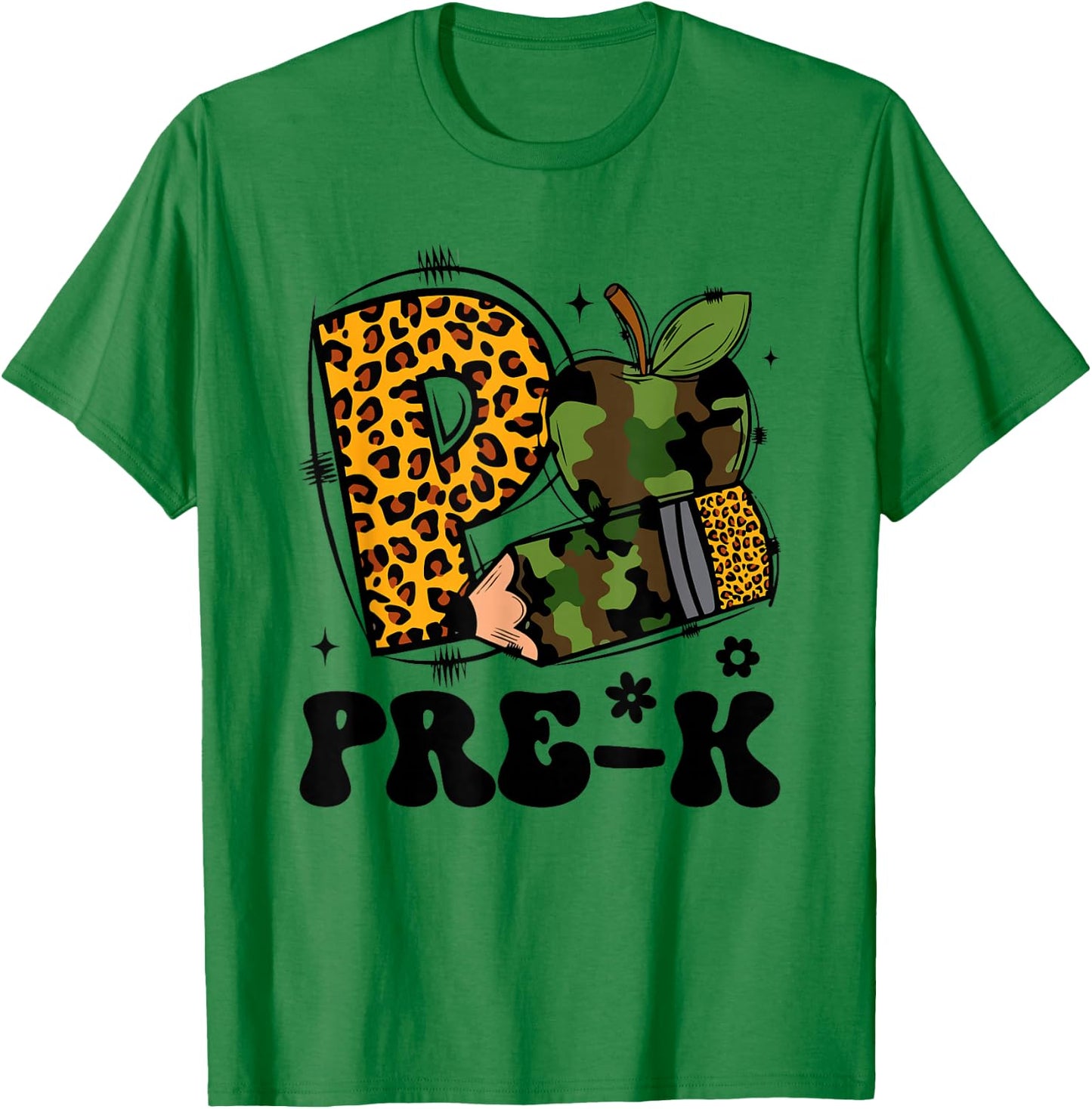 Cute Camo Pre K Back To School Funny Teacher Kid Preschool T-Shirt - T-Shirt | Irish Green