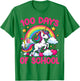 100 Days Of School Unicorn Teacher Girls Happy 100 Days T-Shirt - T-Shirt | Irish Green