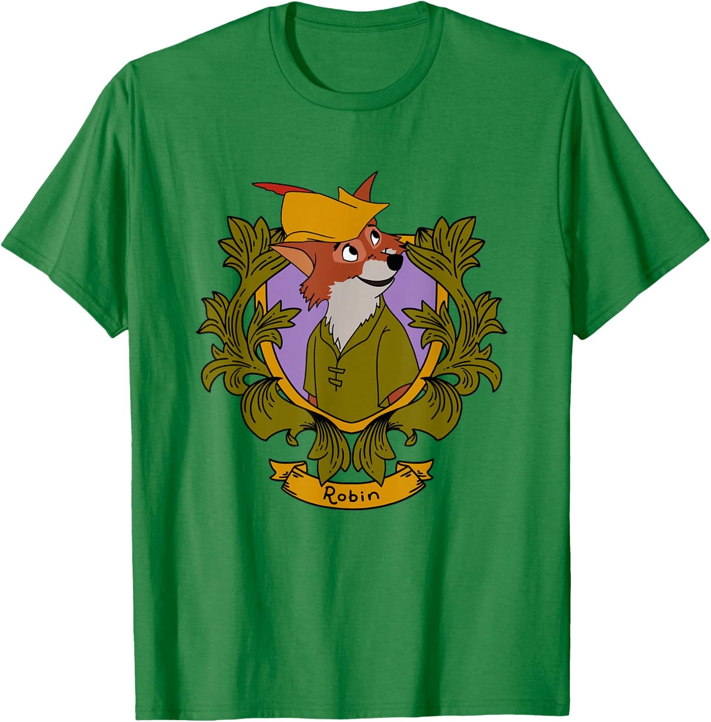 Disney Robin Hood Robin Vintage Floral Portrait T-Shirt - T-Shirt | Irish Green