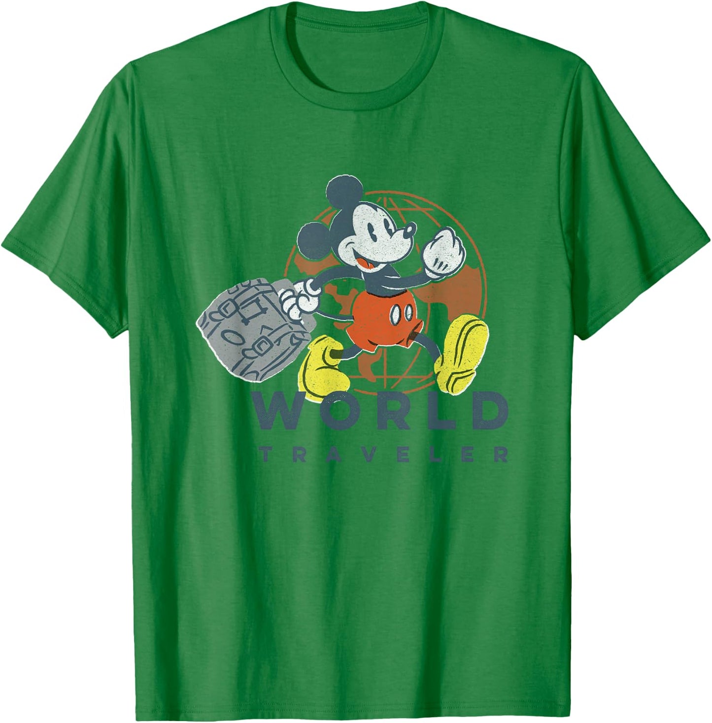 Disney Mickey and Friends World Traveler Retro Mickey Logo T-Shirt - T-Shirt | Irish Green