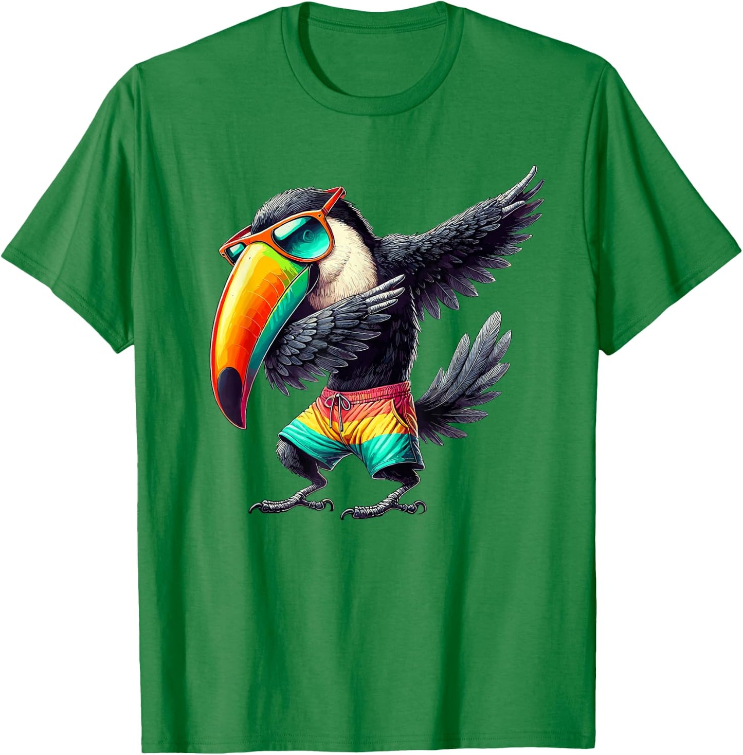 Toucan Dabbing, Swimming Pool, Beach Vacation, Tropical Bird T-Shirt - T-Shirt | Irish Green