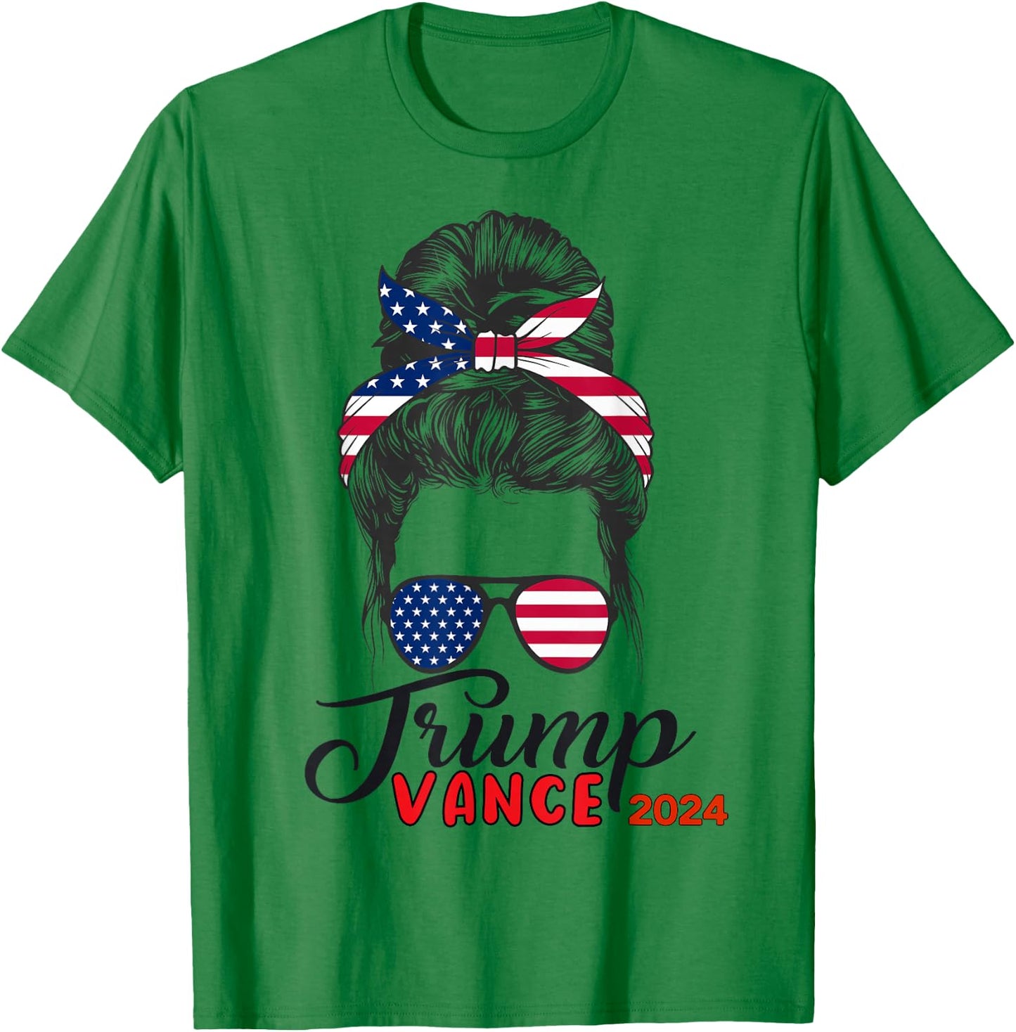 Trump Vance 2024 Trump Girl USA Flag T-Shirt - T-Shirt | Irish Green