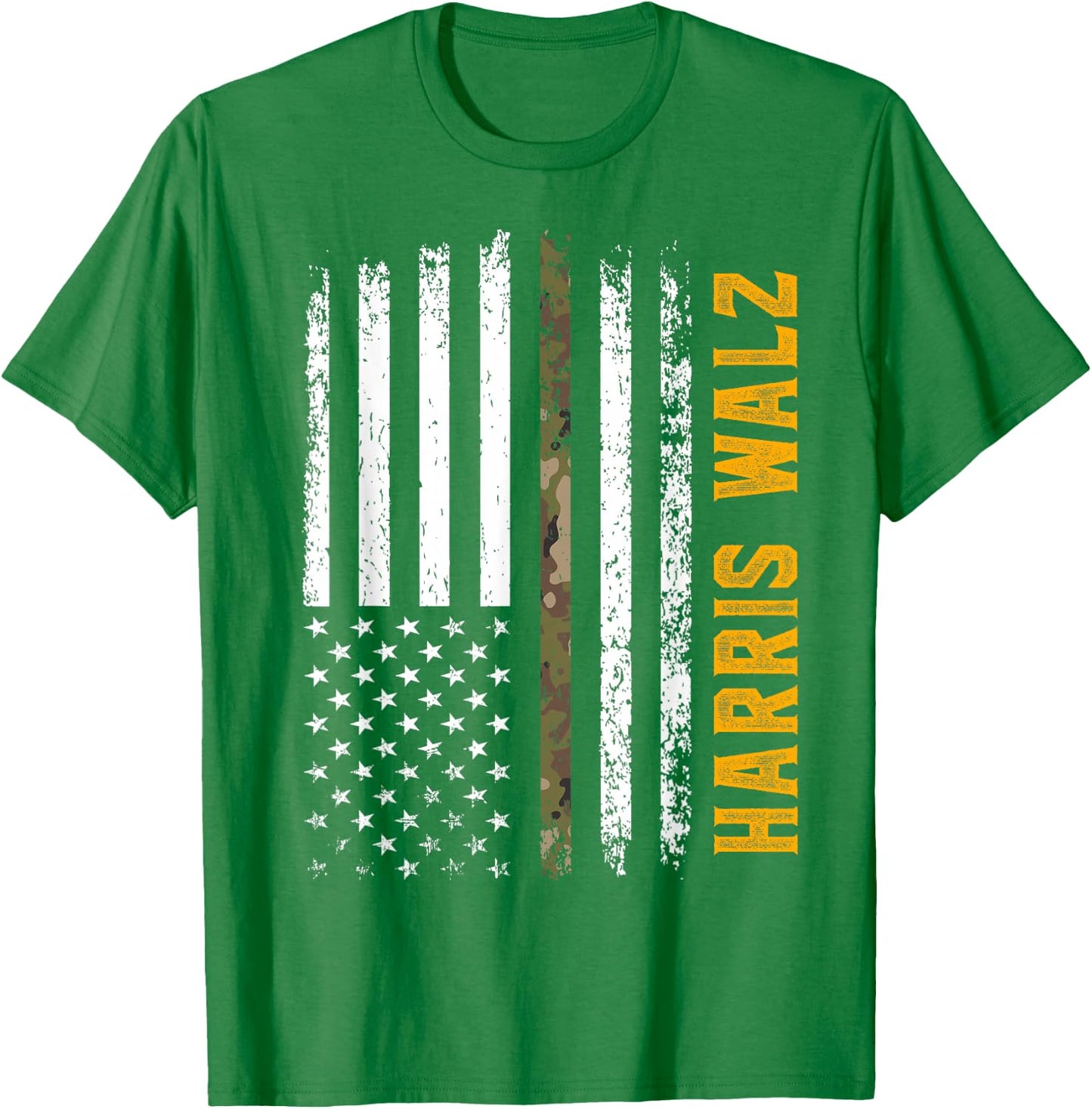 Harris Walz 2024 Presidential Election Kamala Camo Flag T-Shirt - T-Shirt | Irish Green