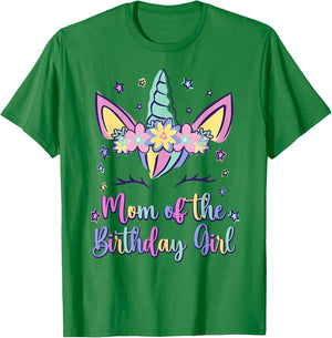 Mom Of The Birthday Girl Mommy Unicorn Princess Bday Party T-Shirt - T-Shirt | Irish Green