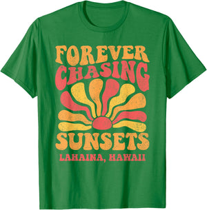Forever Chasing Sunsets Lahaina Beach Hawaii 70s Retro T-Shirt - T-Shirt | Irish Green