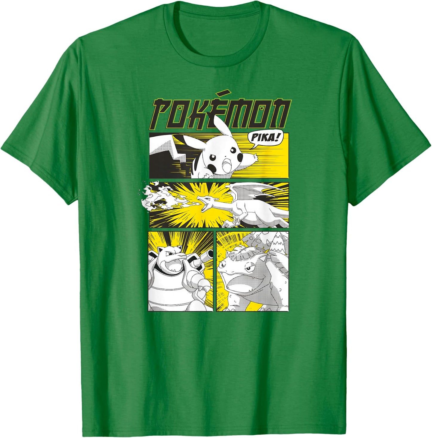 Pokémon - Pikachu Anime Battle Scene T-Shirt - T-Shirt | Irish Green
