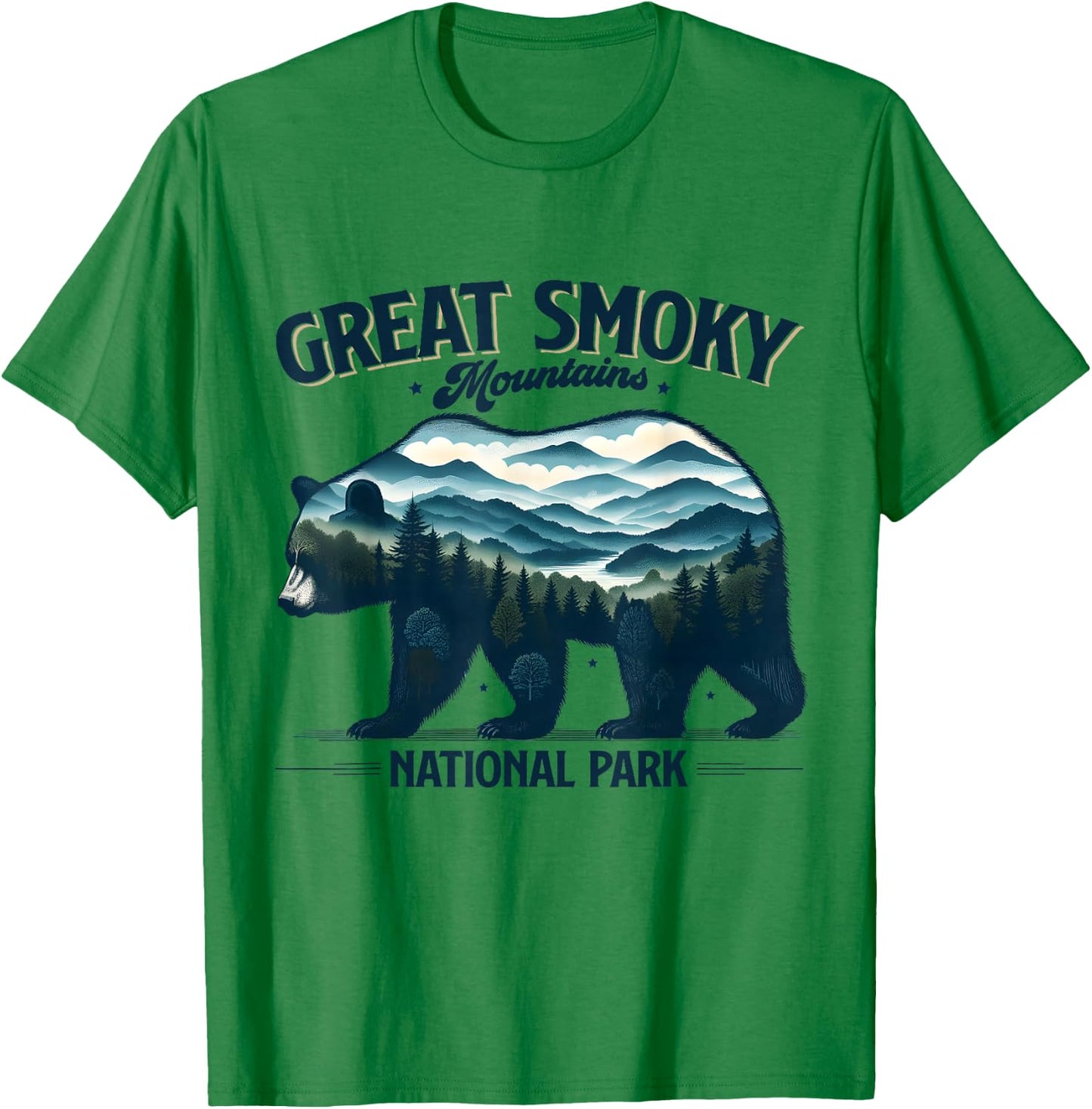Hiking Camping Great Smoky Mountains National Park Bear T-Shirt - T-Shirt | Irish Green