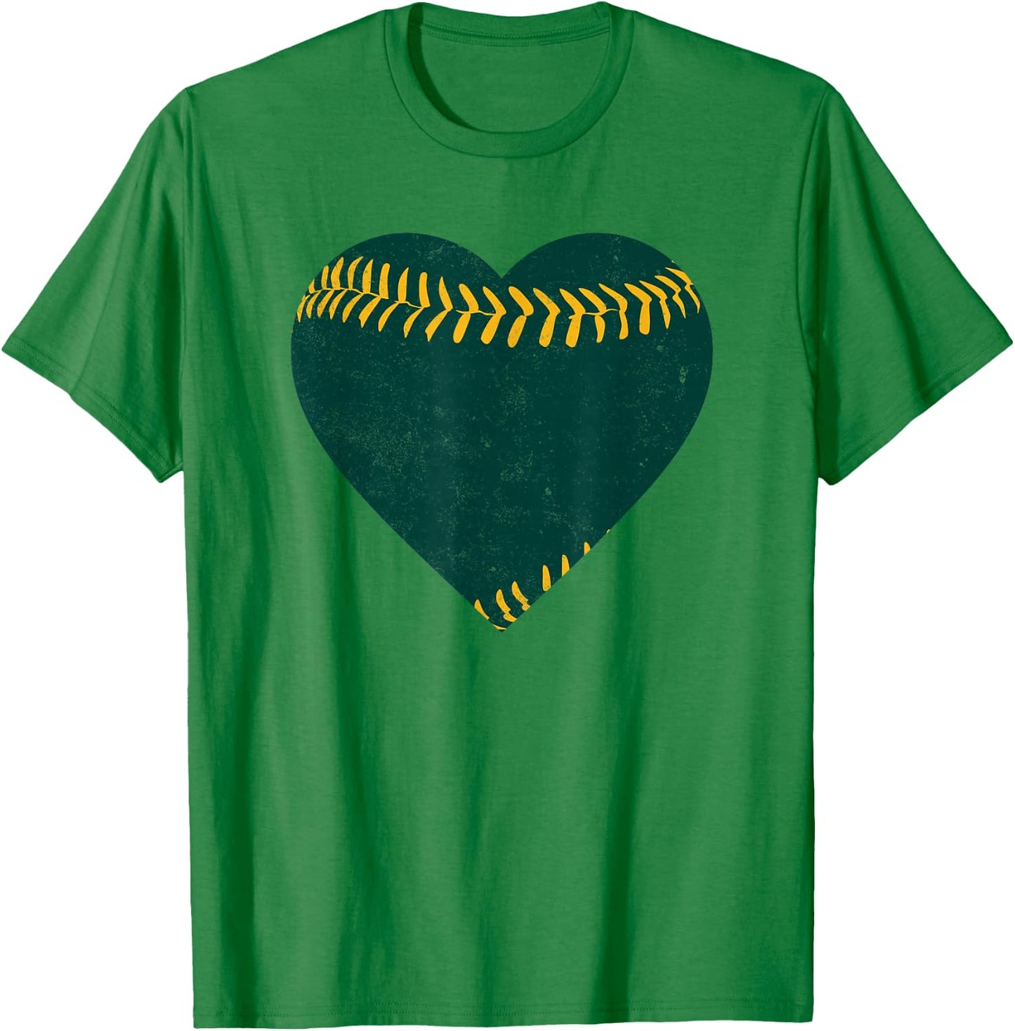 Vintage Green and Gold Baseball Heart T-Shirt - T-Shirt | Irish Green