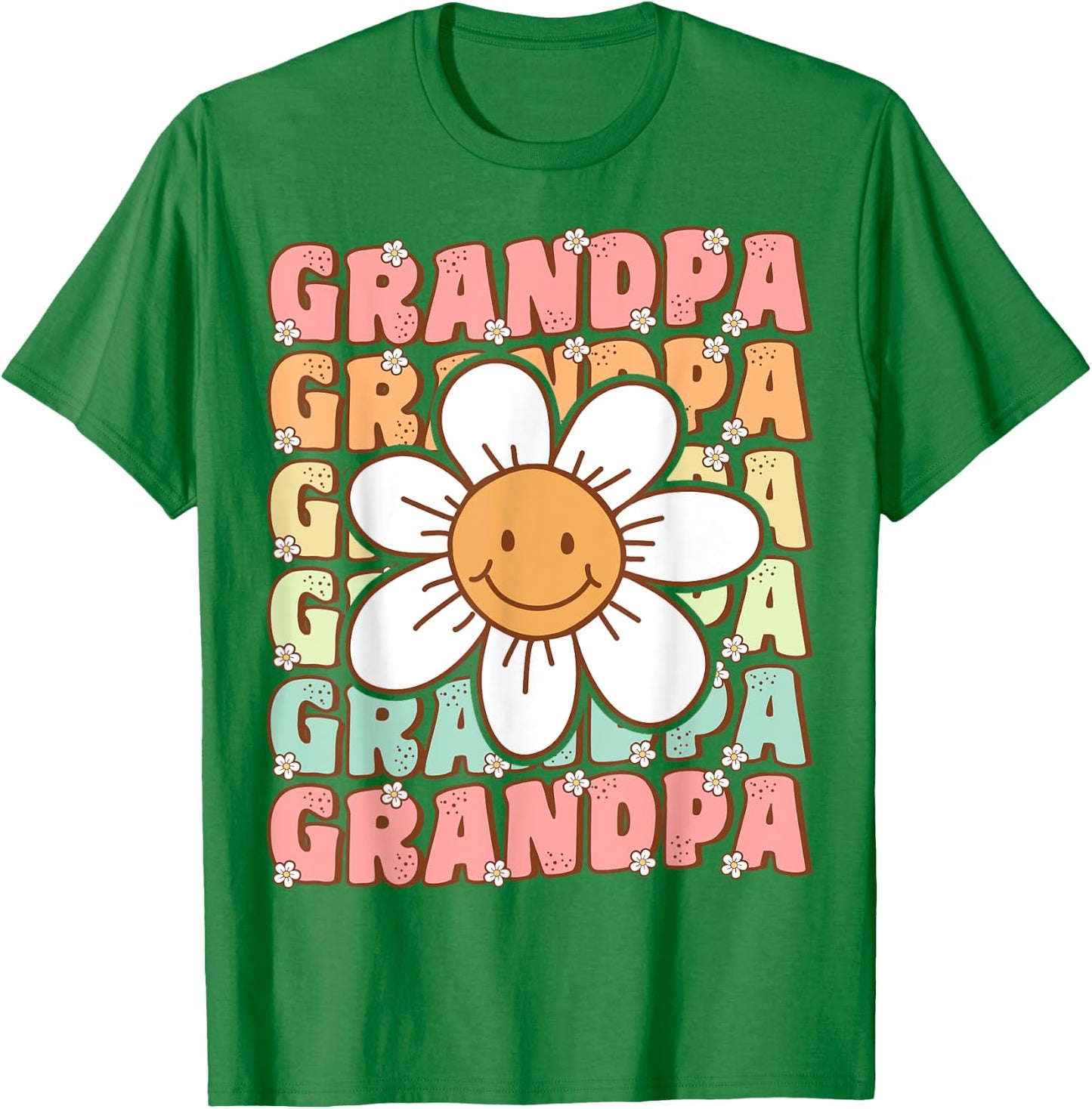 Groovy Grandpa Matching Family Birthday Party Daisy Flower T-Shirt - T-Shirt | Irish Green