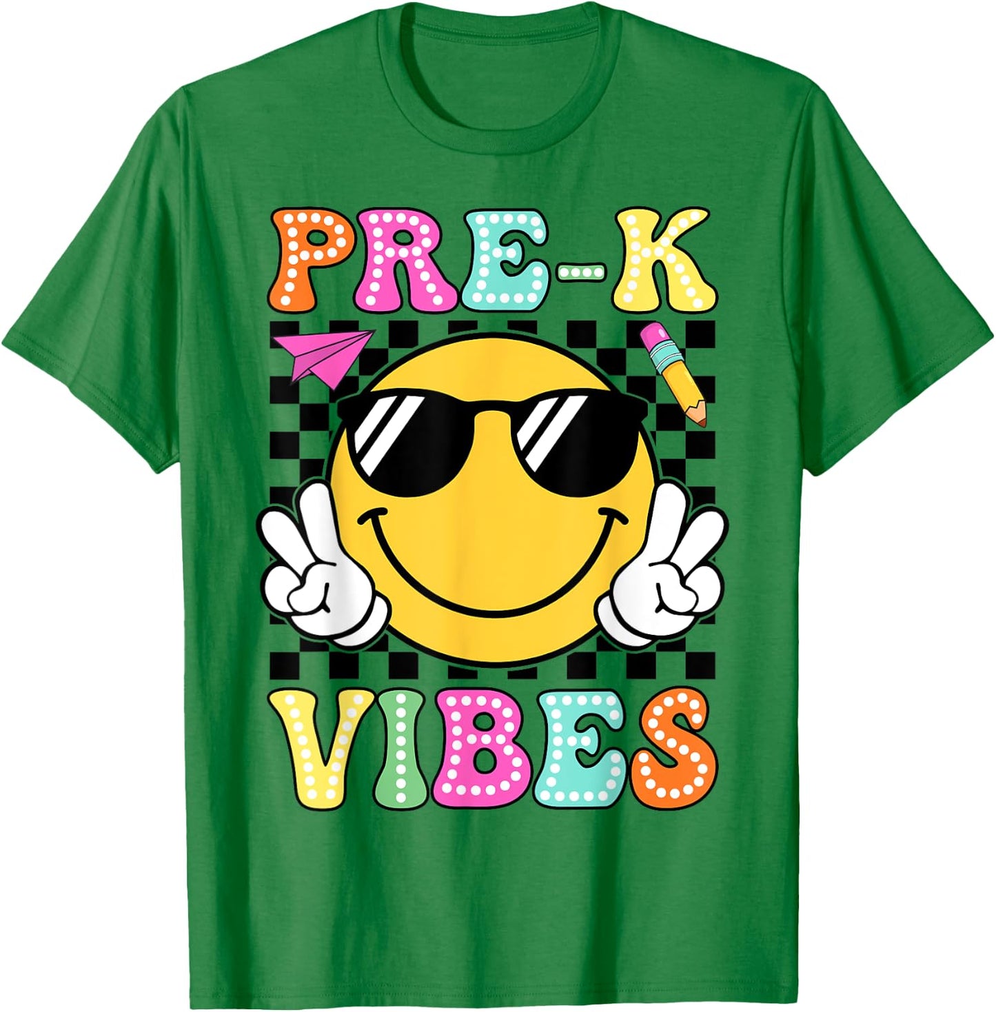Pre-K Vibes Groovy Back to School Pre-K Teacher Men Women Girls Kids T-Shirt - T-Shirt | Irish Green