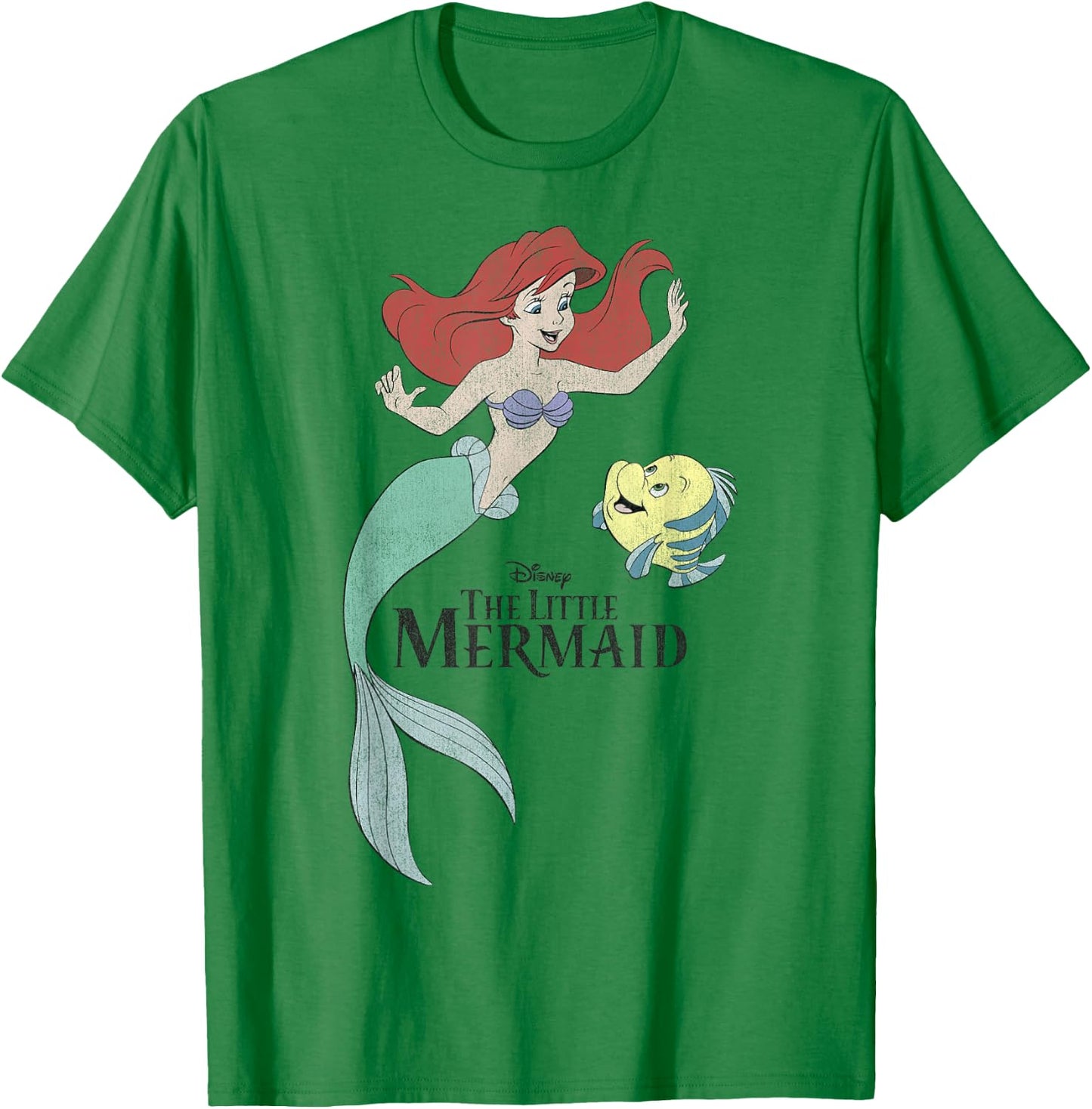 Disney The Little Mermaid Ariel & Flounder Portrait T-Shirt - T-Shirt | Irish Green