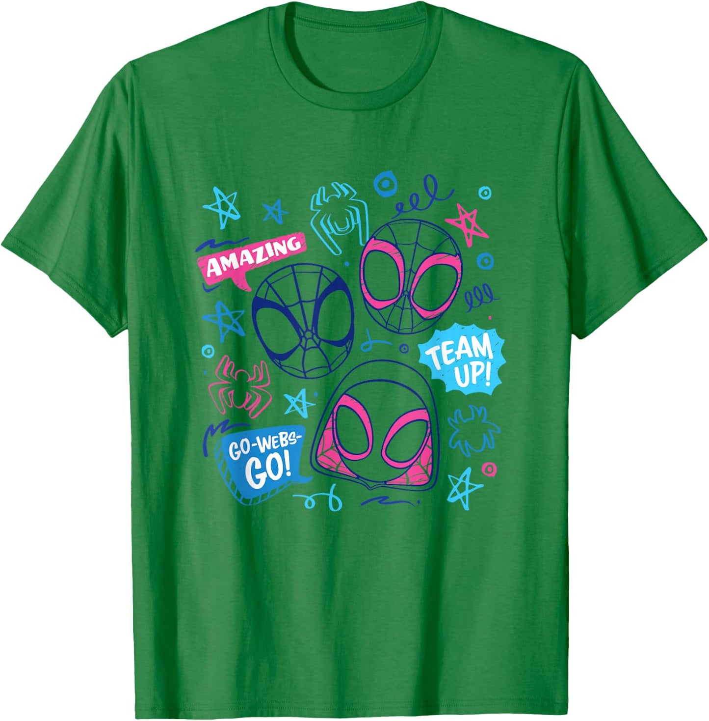 Marvel Spidey and His Amazing Friends Amazing Team Doodles T-Shirt - T-Shirt | Irish Green
