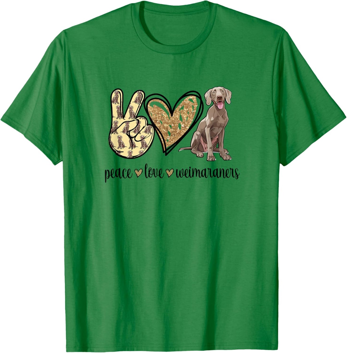 Girls Owners Cute Peace Love Weimaraner Lover T-Shirt - T-Shirt | Irish Green