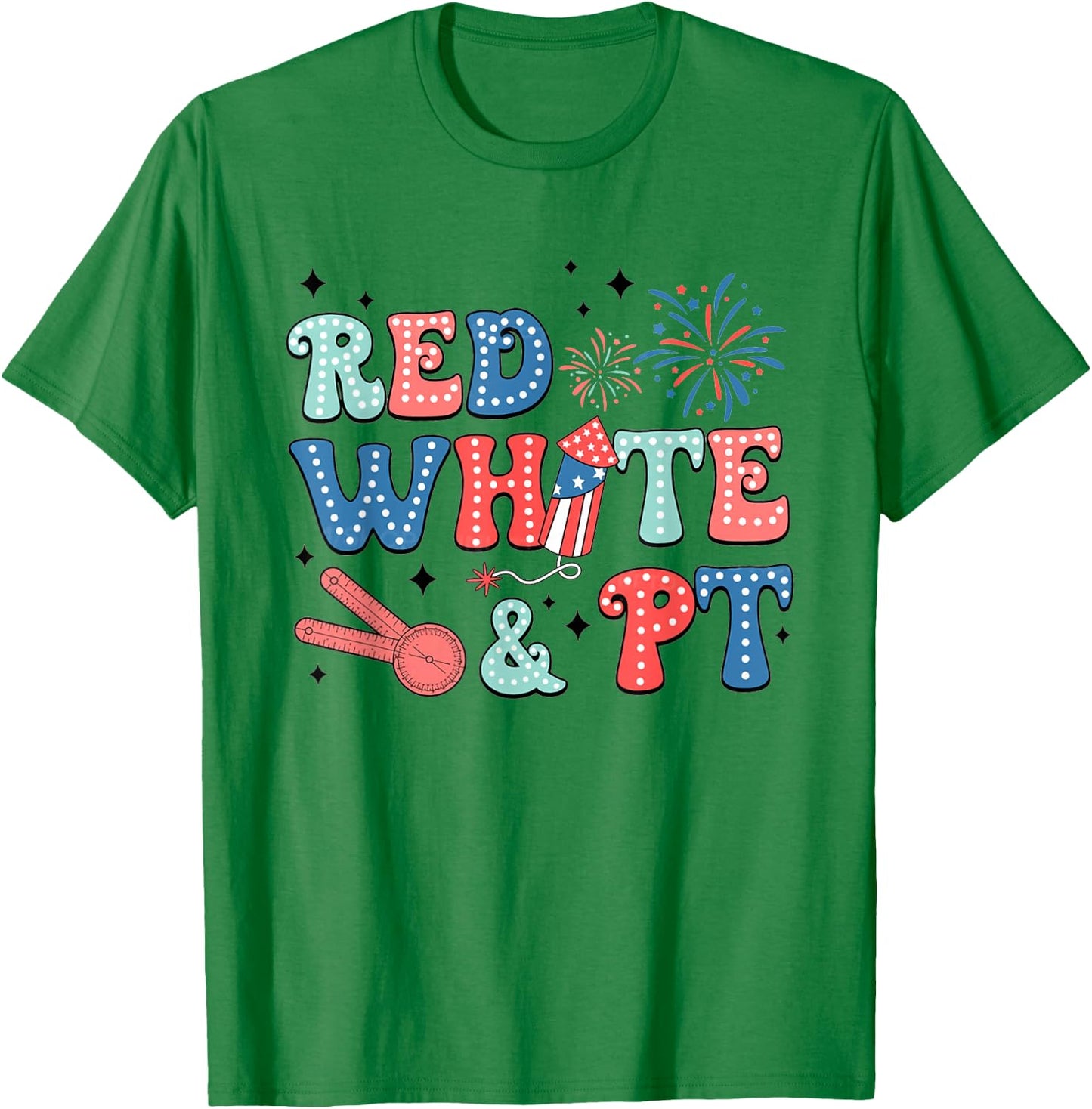 Women Retro Physical Therapy 4th of July Red White PT PTA T-Shirt - T-Shirt | Irish Green