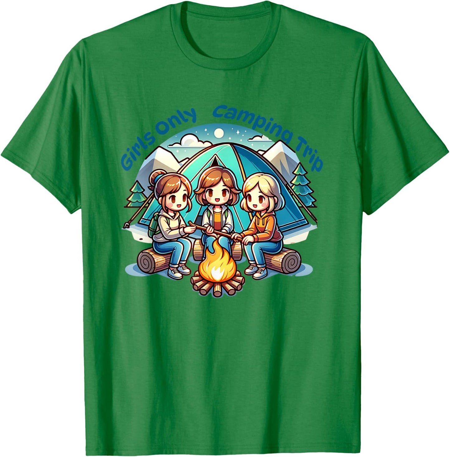 Girls Only Camping Trip Besties Camp T-Shirt - T-Shirt | Irish Green