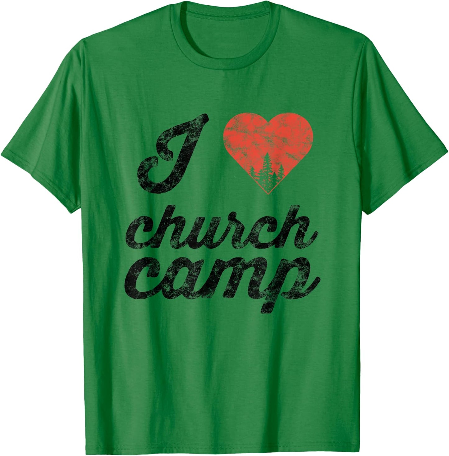 I Love Church Camp Heart Jesus Believer T-Shirt - T-Shirt | Irish Green