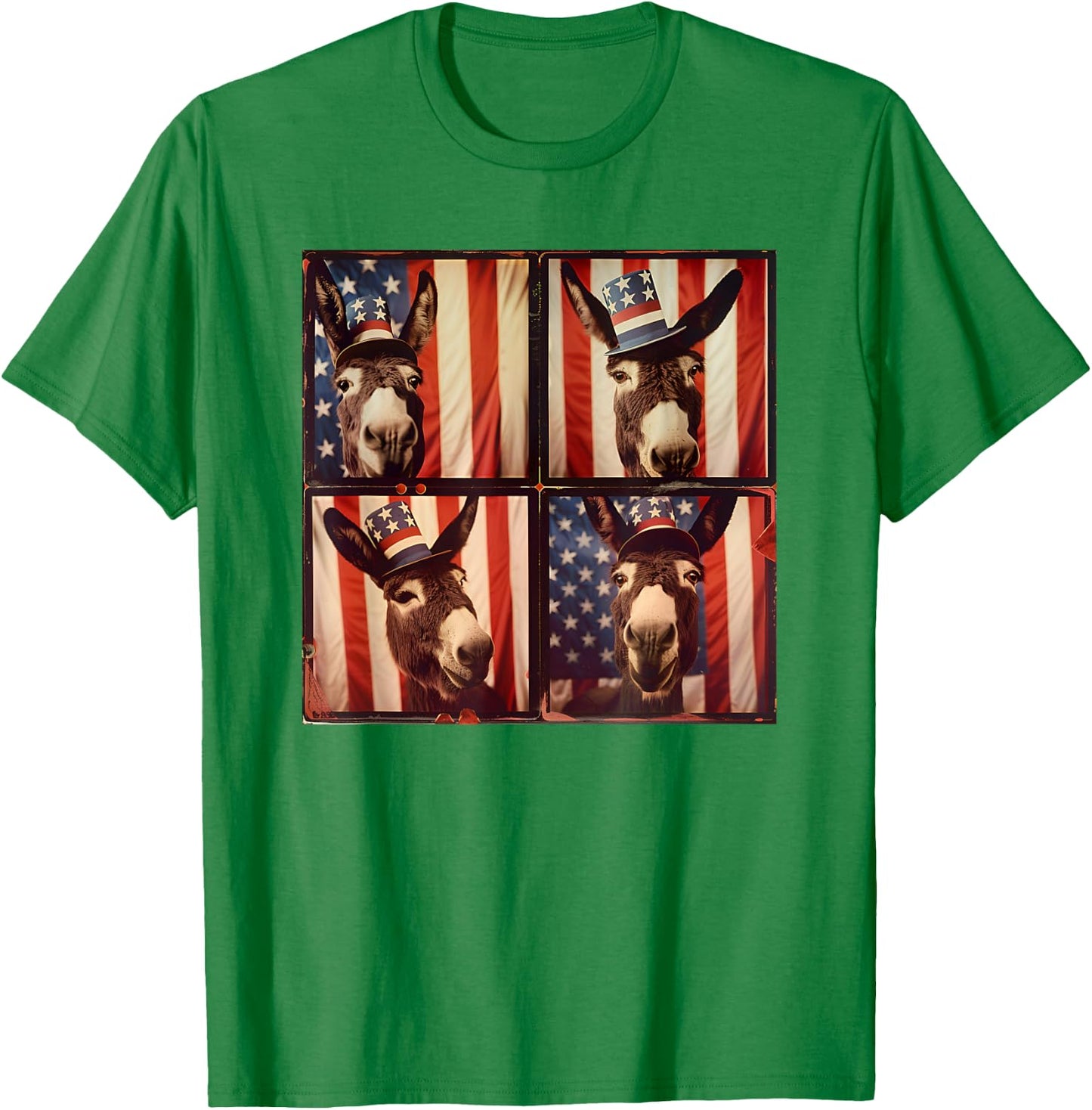 Donkey Farmer American Flag Patriotic 4th Of July Donkey Women Kids Men T-Shirt - T-Shirt | Irish Green