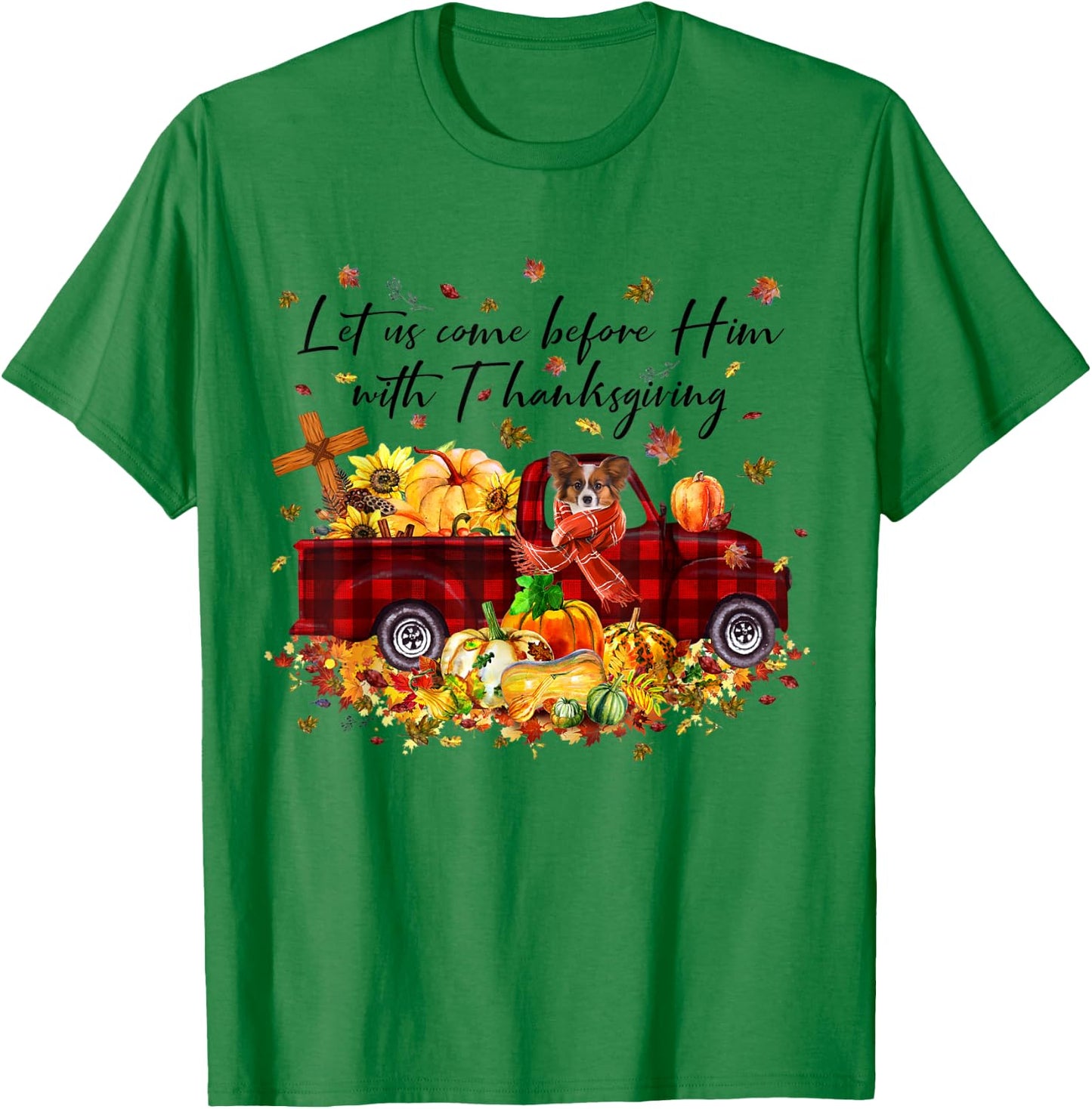 Papillon Pumpkin Vintage Truck Thanksgiving Funny Halloween T-Shirt - T-Shirt | Irish Green
