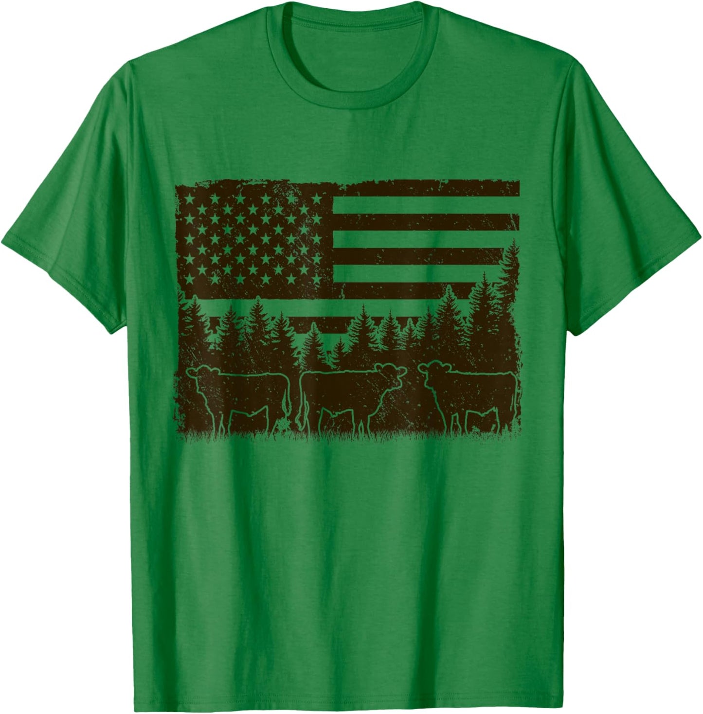 Black Angus Cow 4th of July USA Patriotic Cattle Farmer T-Shirt - T-Shirt | Irish Green