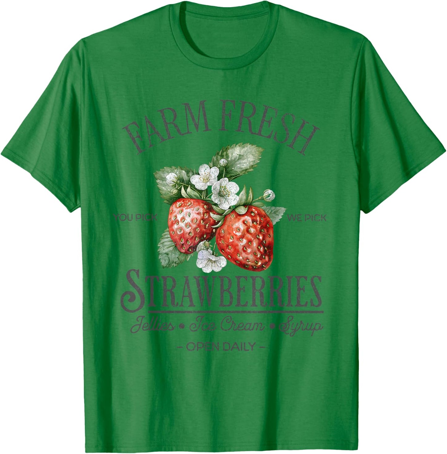 Farm Fresh Strawberries Vintage Strawberry Farmers Farm T-Shirt - T-Shirt | Irish Green