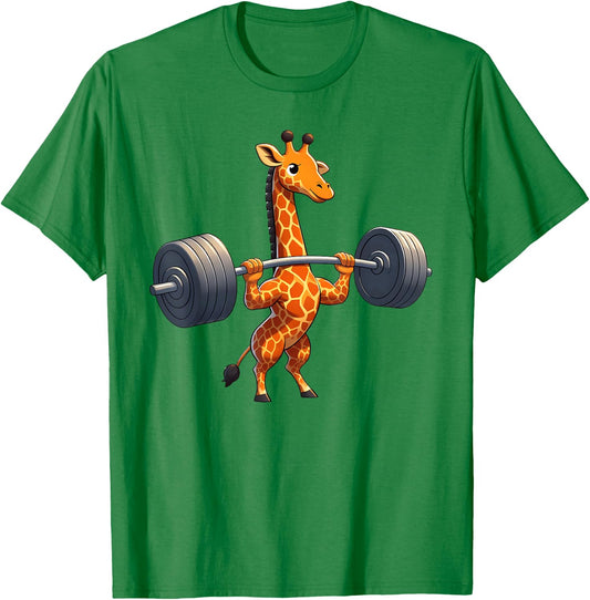 Weightlifting Funny Fitness Workout Gym Giraffe Lover T-Shirt - T-Shirt | Irish Green