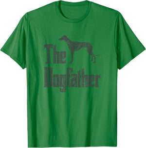 The Dogfather , Greyhound Silhouette, Funny Dog Gift T-Shirt - T-Shirt | Irish Green