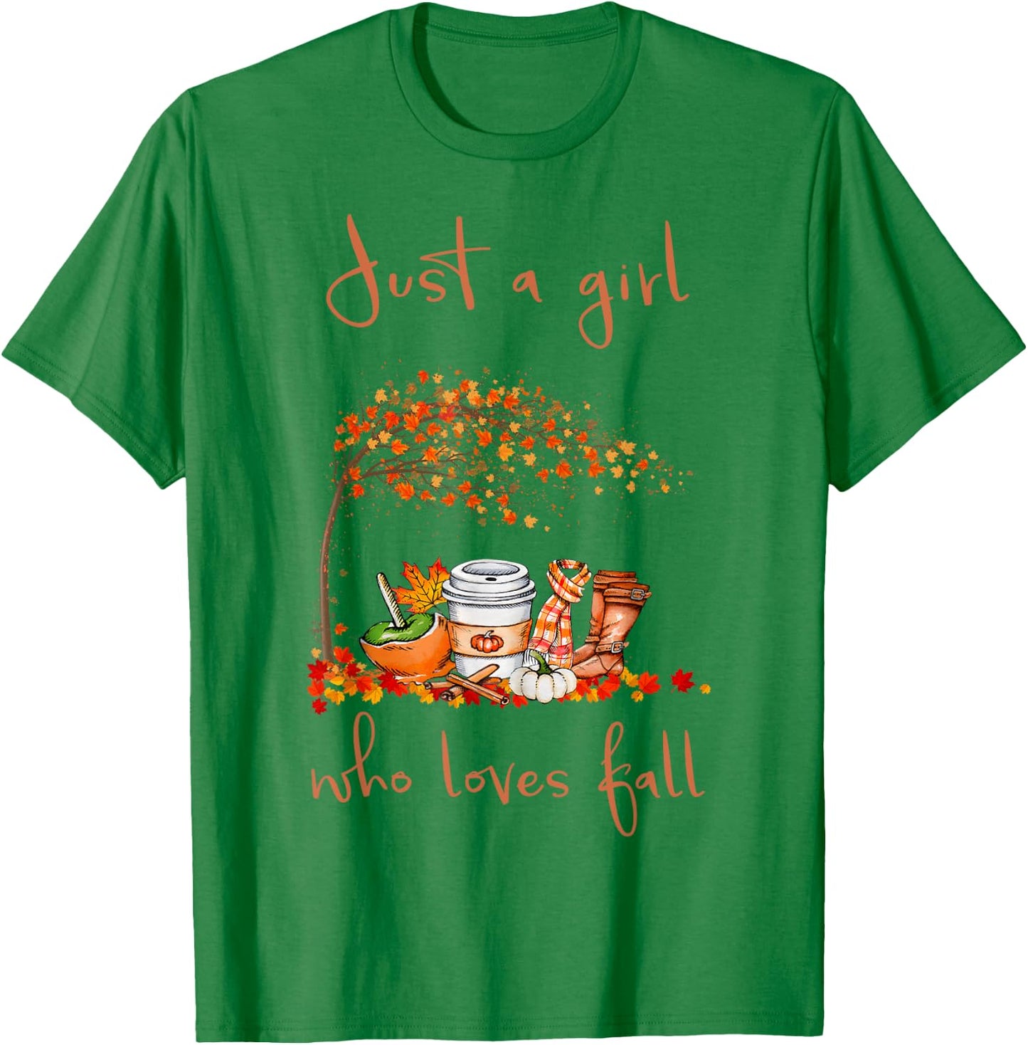 Just A Girl Who Loves Fall Pumpkin Spice Latte Cute Autumn T-Shirt - T-Shirt | Irish Green