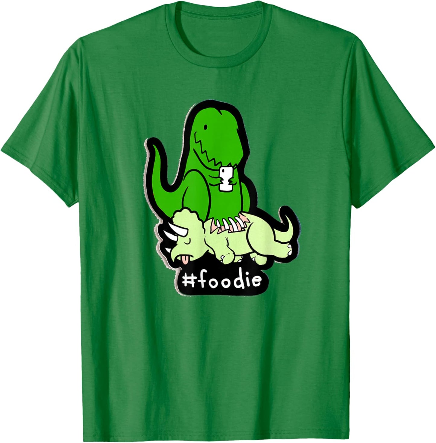 hashstag Foodie Dinosaur Funny T-Shirt - T-Shirt | Irish Green