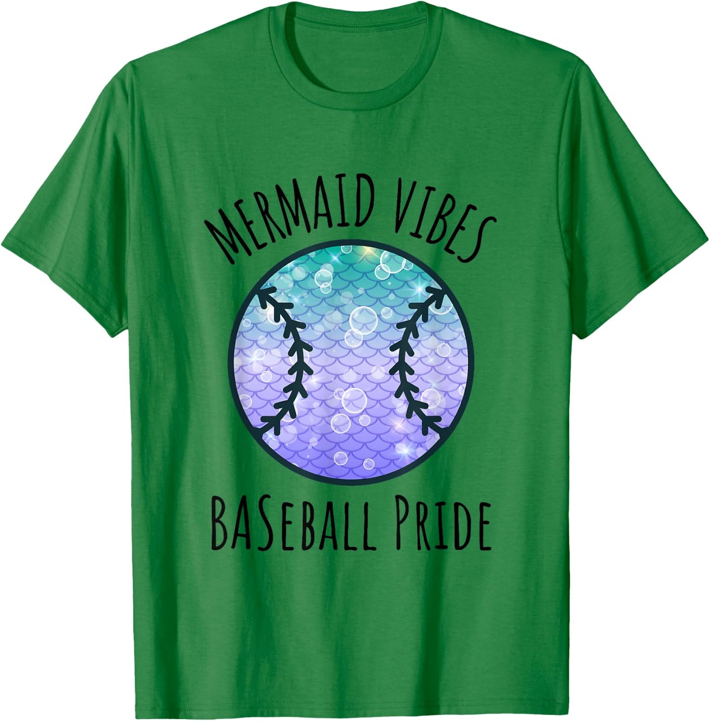 Mermaid Vibes Baseball Girl Fishtail Ocean Team Shell Games T-Shirt - T-Shirt | Irish Green