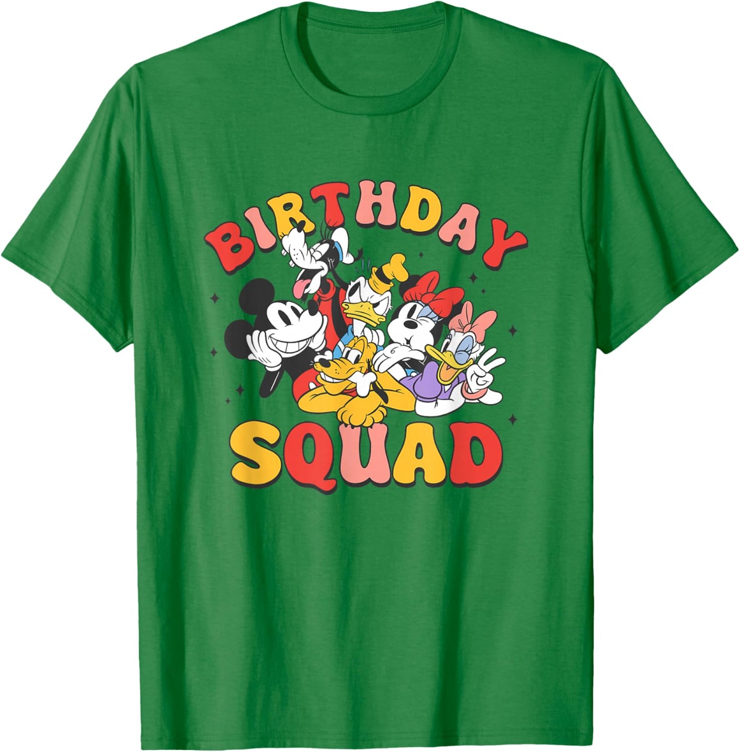 Disney Mickey and Friends Birthday Squad Vintage Group T-Shirt - T-Shirt | Irish Green