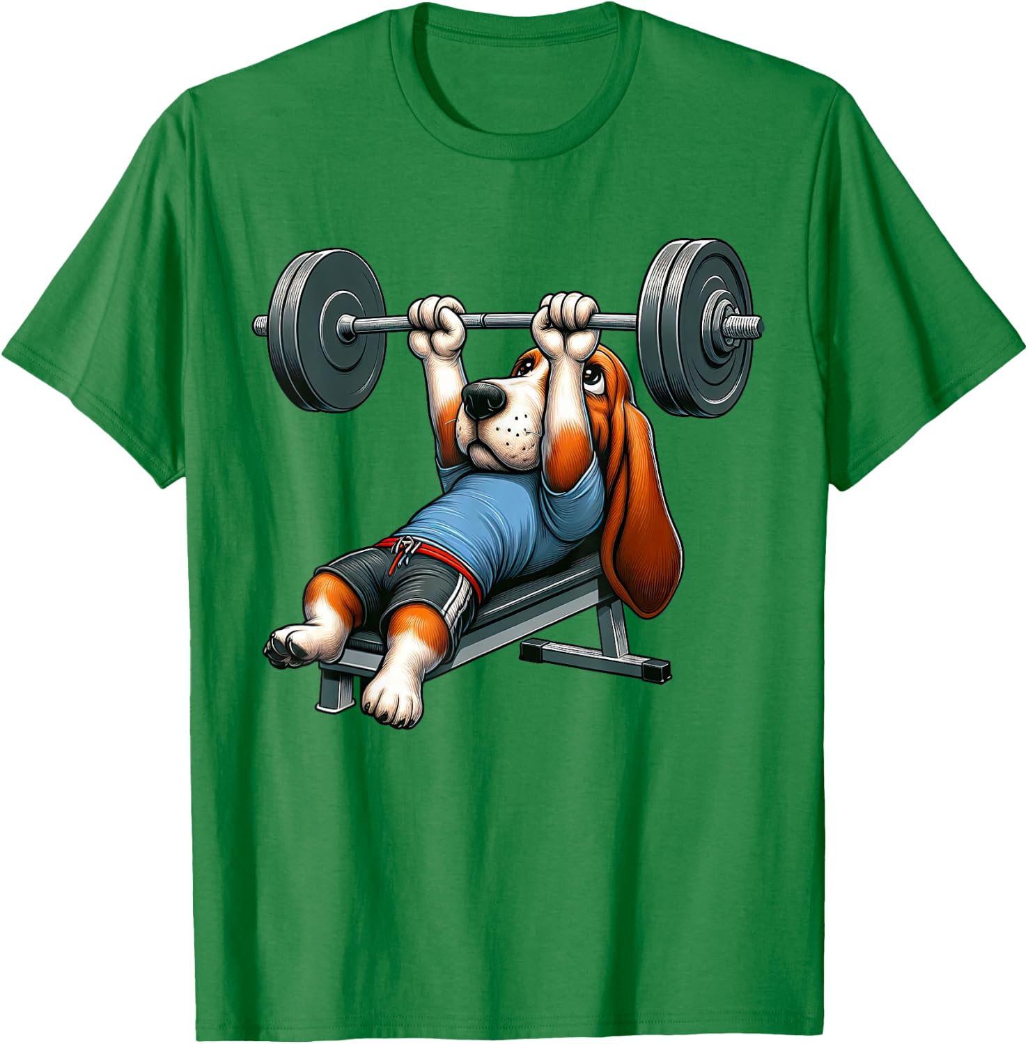 Basset Hound Weightlifting Fitness Gym Training Bodybuilding T-Shirt - T-Shirt | Irish Green