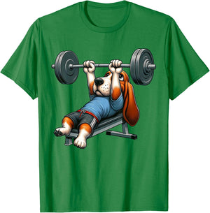 Basset Hound Weightlifting Fitness Gym Training Bodybuilding T-Shirt - T-Shirt | Irish Green