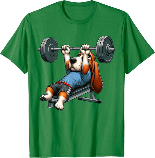 Basset Hound Weightlifting Fitness Gym Training Bodybuilding T-Shirt - T-Shirt | Irish Green
