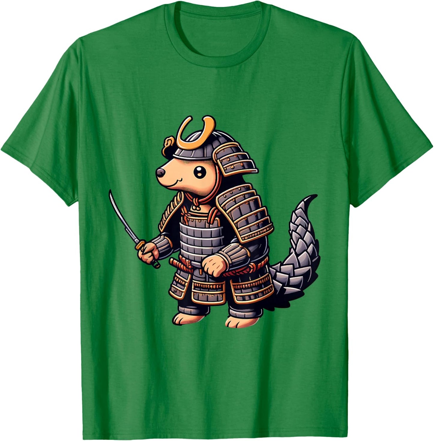 Samurai Pangolin Japanese Anime Halloween Costume T-Shirt - T-Shirt | Irish Green