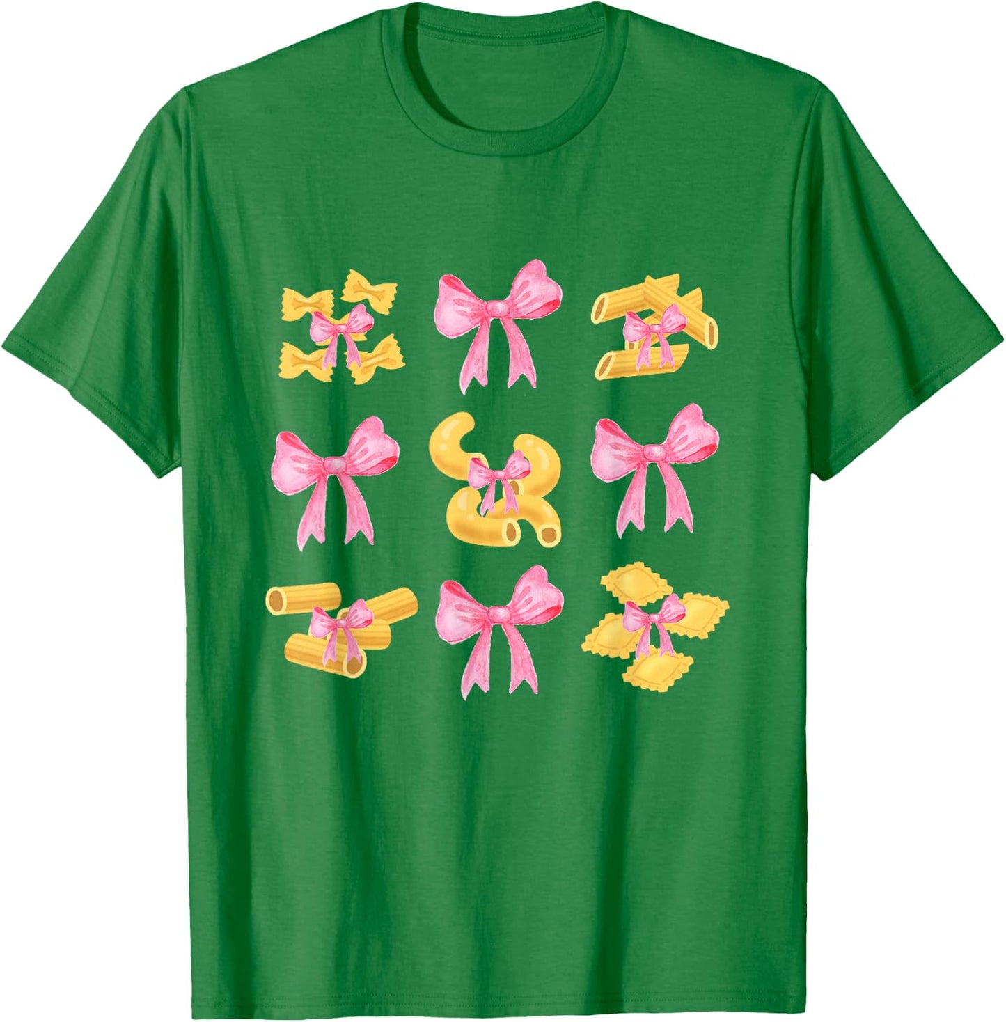 Pink Bows Cute Coquette pasta y2k Clean Girl Aesthetic foody T-Shirt - T-Shirt | Irish Green