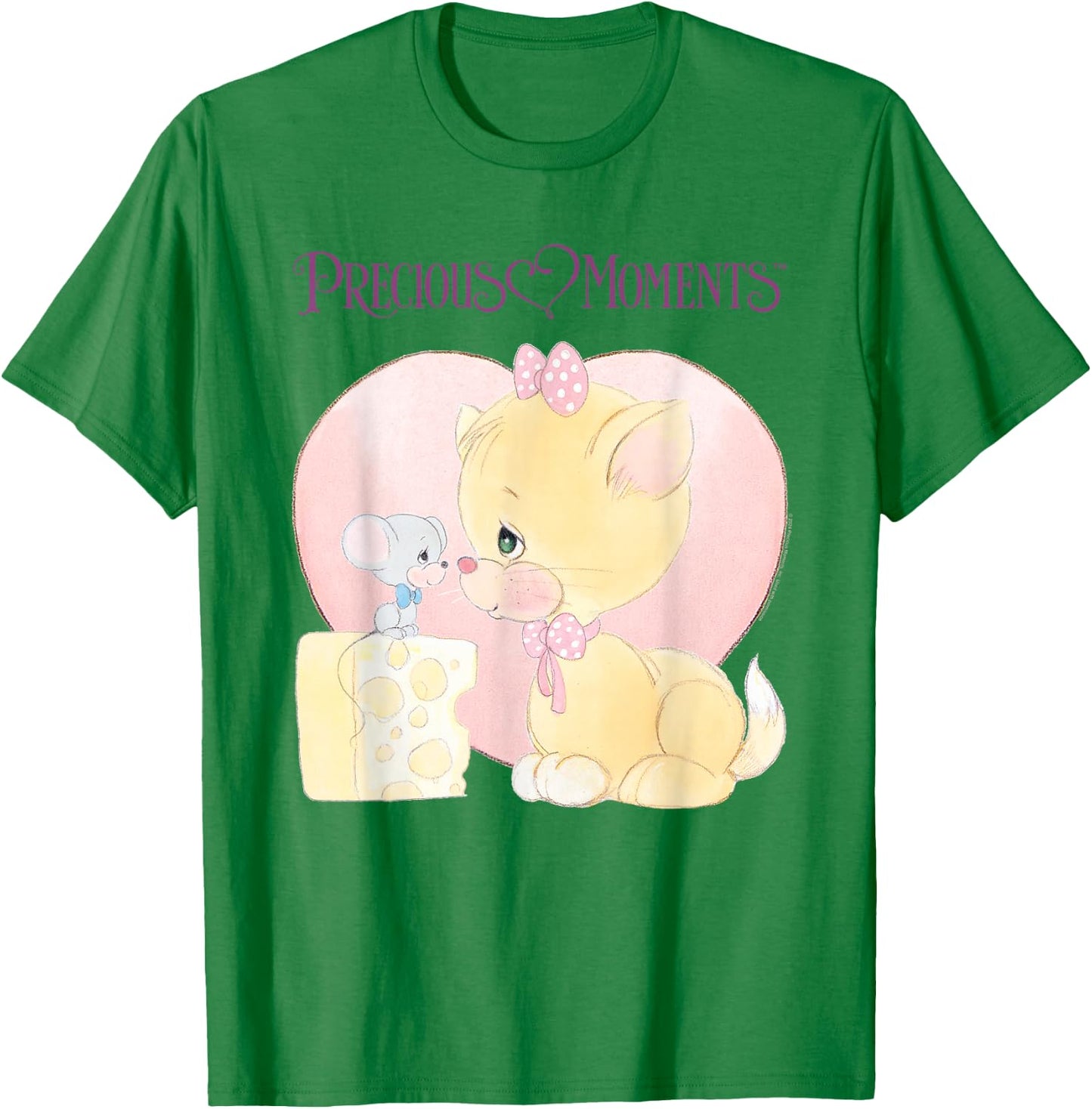 Precious Moments Cat and Mouse with Cheese T-Shirt - T-Shirt | Irish Green
