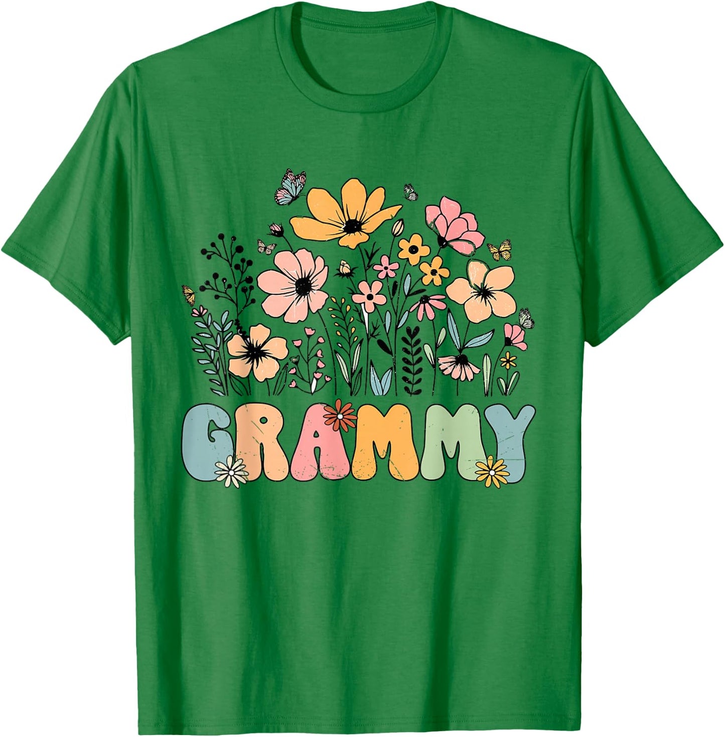 Wildflower Grammy shirt Grammie Grandmother Announcement T-Shirt - T-Shirt | Irish Green