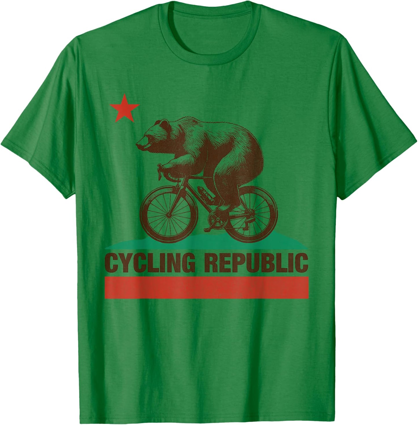 California Flag Cycling Republic - Bear Cyclist T-Shirt - T-Shirt | Irish Green