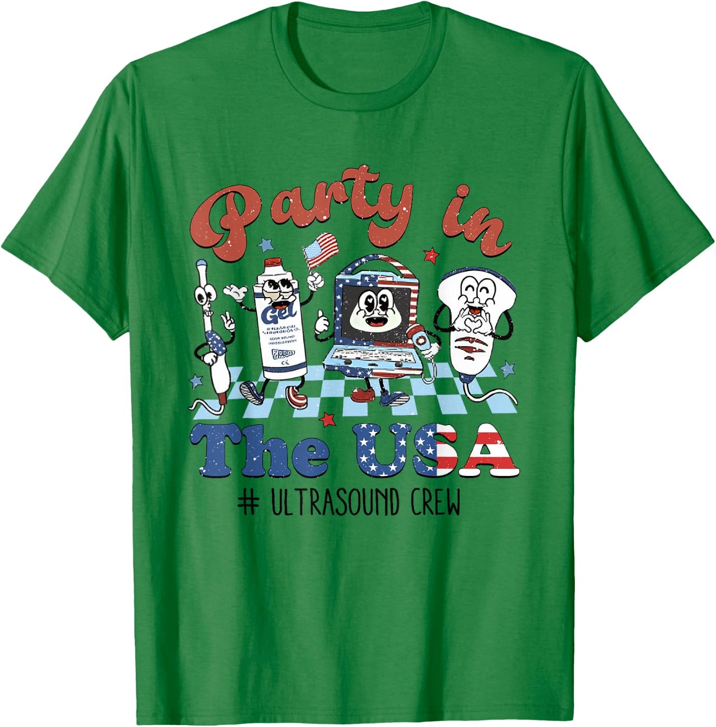 Women Retro Ultrasound Tech 4th of July Sonographer RDMS T-Shirt - T-Shirt | Irish Green