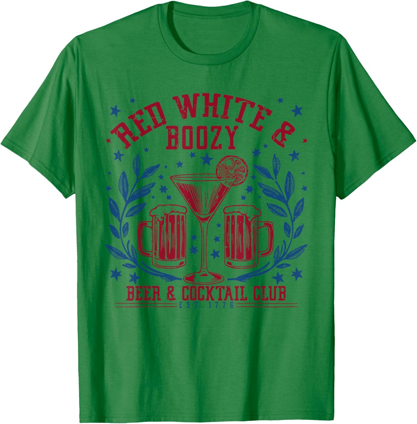 Funny 4th Of July Red White and Boozy Patriotic American Men T-Shirt - T-Shirt | Irish Green