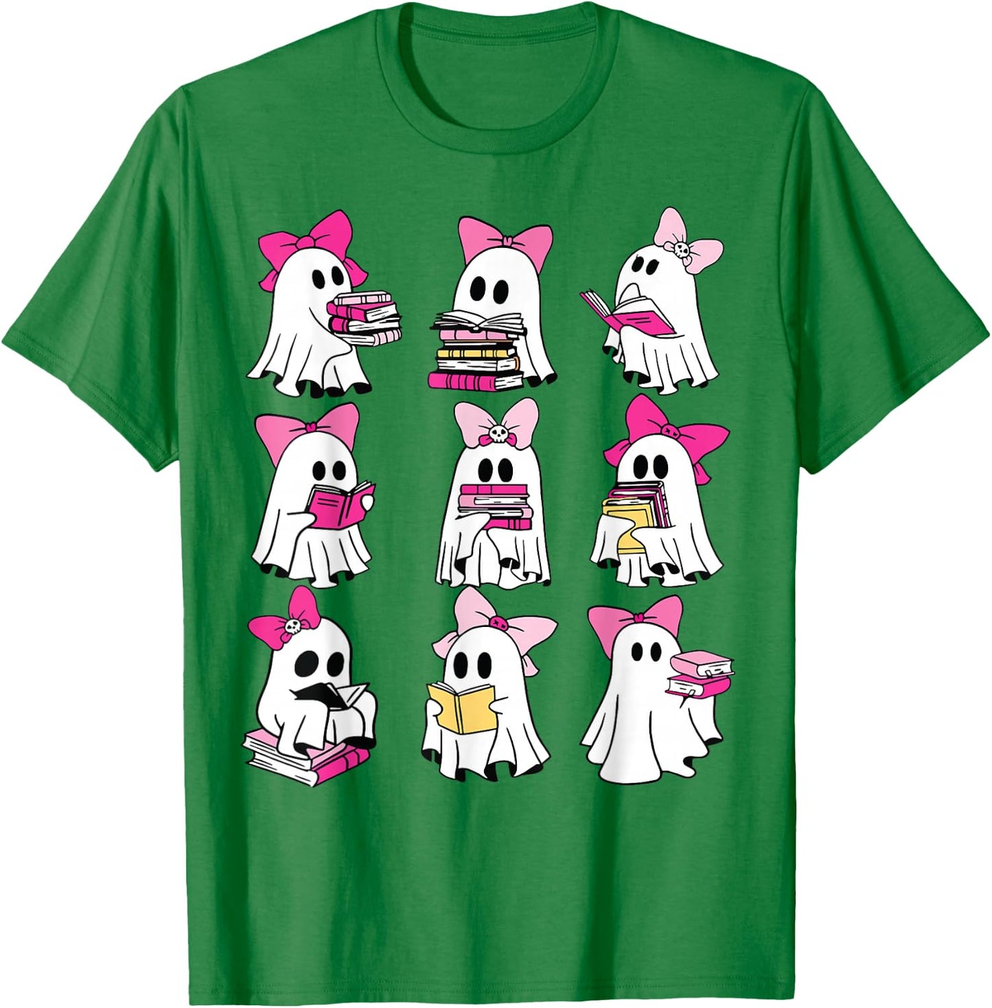 Halloween Pink Ghost Read More Books Spooky Boo Teacher Kids T-Shirt - T-Shirt | Irish Green