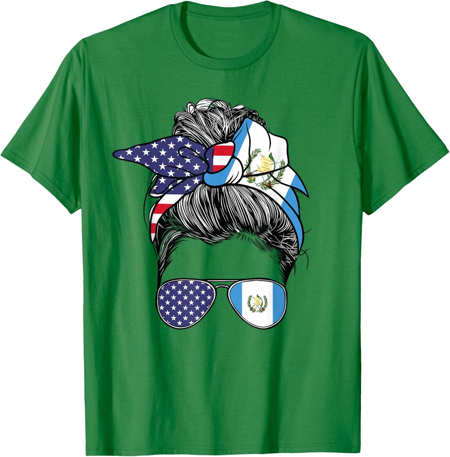 Guatemalan Women Girl USA Heritage American Guatemala Flag T-Shirt - T-Shirt | Irish Green