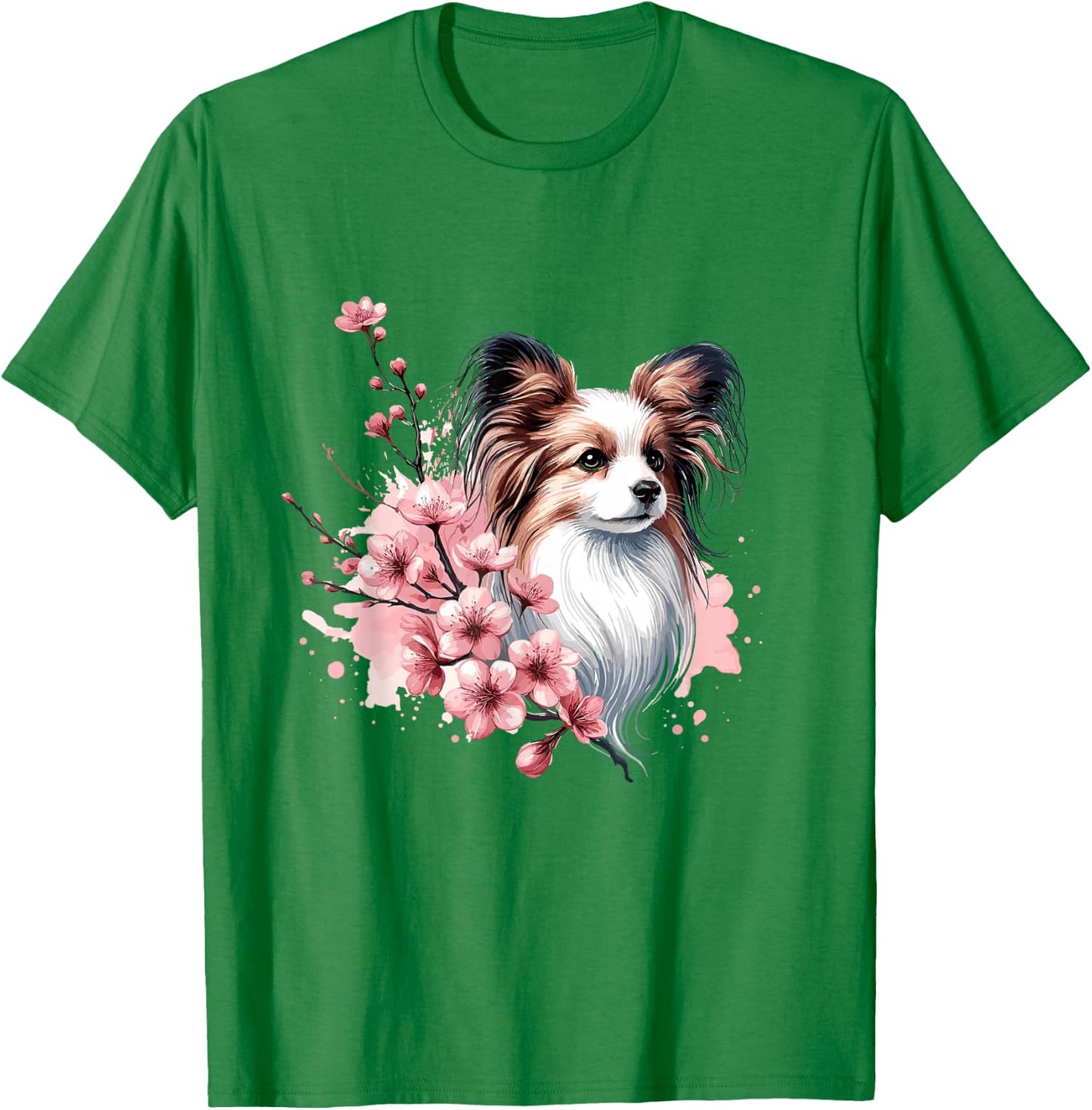 Cherry Blossoms Watercolour Papillon T-Shirt - T-Shirt | Irish Green