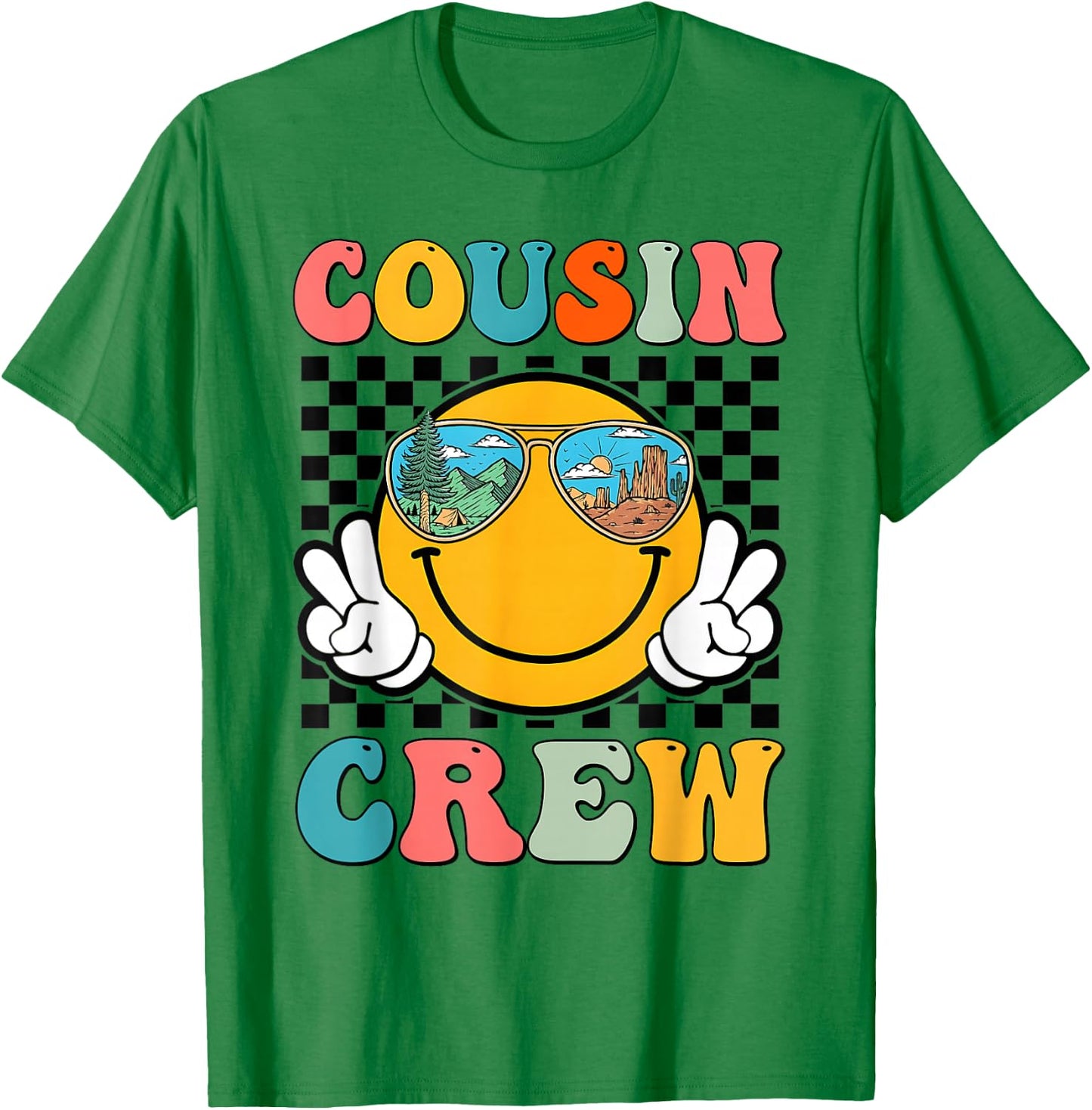 Cousin Crew 2024 Groovy Family Vacation Summer Camping T-Shirt - T-Shirt | Irish Green